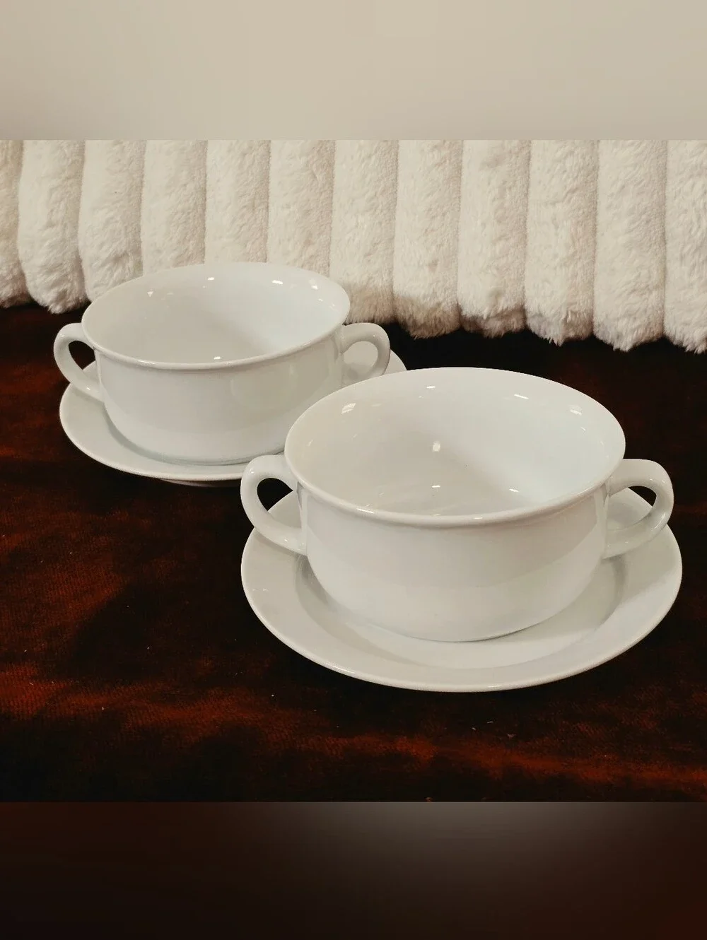 Williams-Sonoma Everyday White Handled Soup Bowls & Saucers Set (4 Pieces)